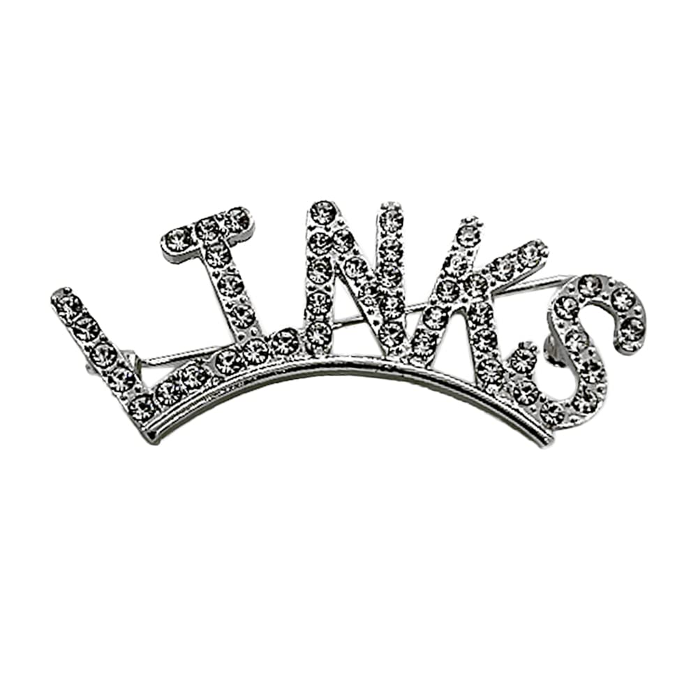 Exquisite green rhinestone inlaid round LINKS letter metal brooch the links incorporated society jewelry pin