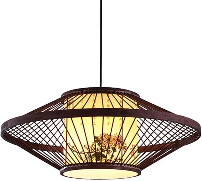 Suspension en bambou marron luminaire japonais pour éclairage tamisé