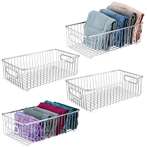 mDesign Decorative Metal Drawer Organizer Tray, Storage Organizer Bin Basket with Handles, for Closets, Bedrooms, Entryways, Mudrooms, Kitchens, Pantry, Bathrooms - 8