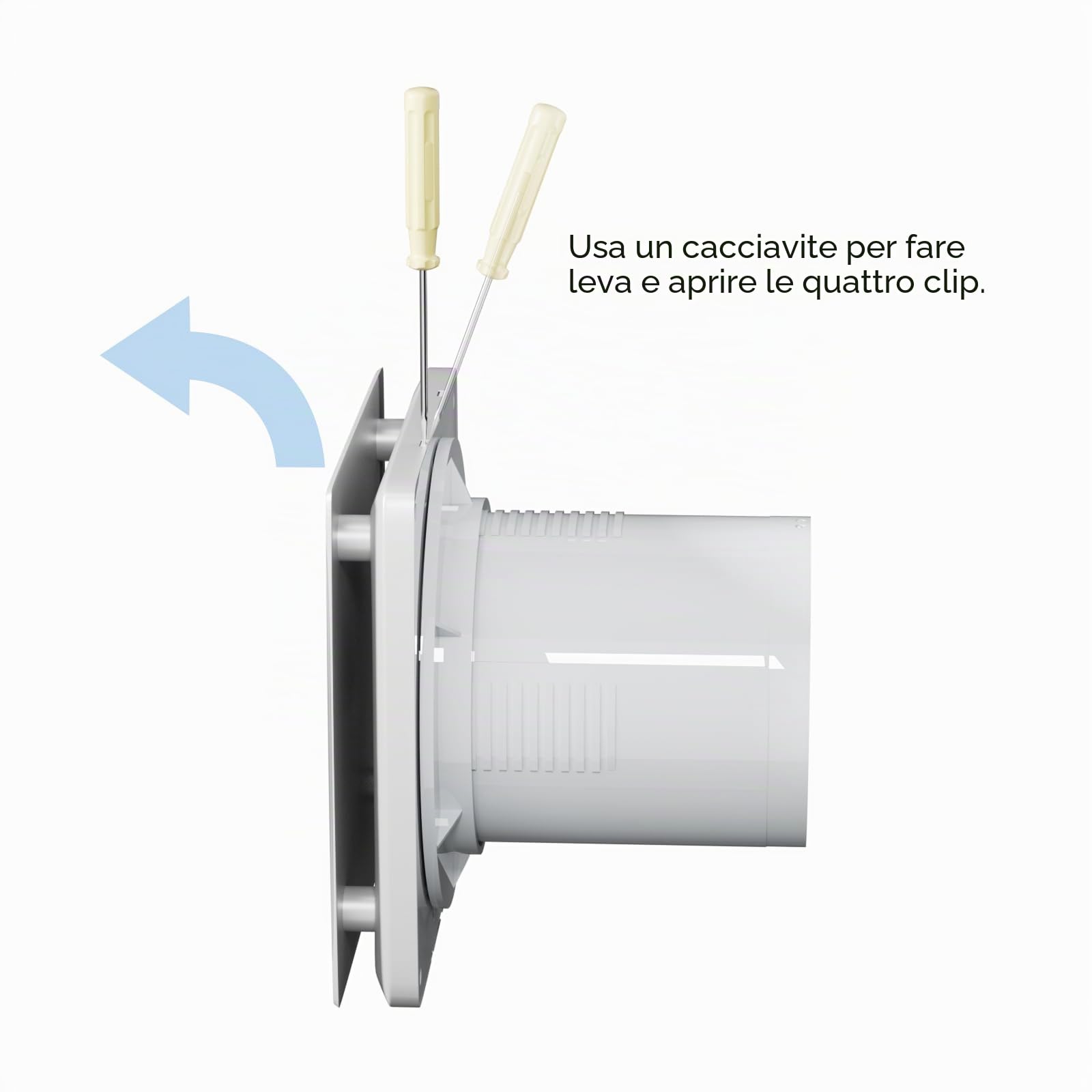 Ventola aspirante silenziosa per bagno, 100 mm, con sensore di umidità e timer, bianco, quadrato, 95 m³/h, da parete/finestra, per cucina, doccia, WC, 12 W, 34 dB