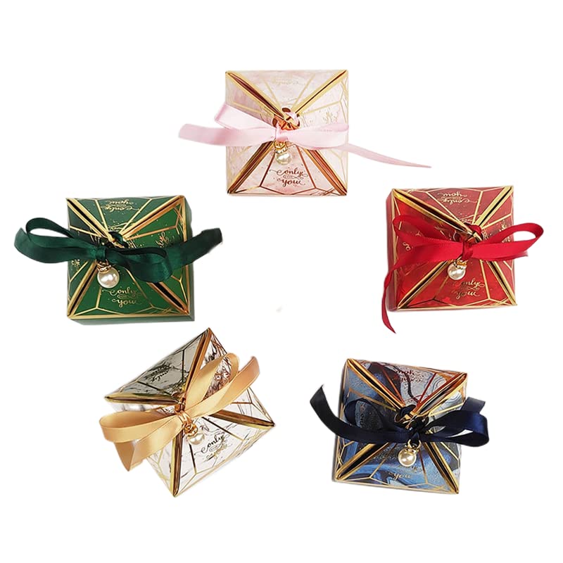 20/50/100 pièces boîte-Cadeau de Bonbons Gem Tower boîte à Bonbons avec Ruban Perle faveur de Mariage décoration bébé Douche Emballage événement et fête Fournitures