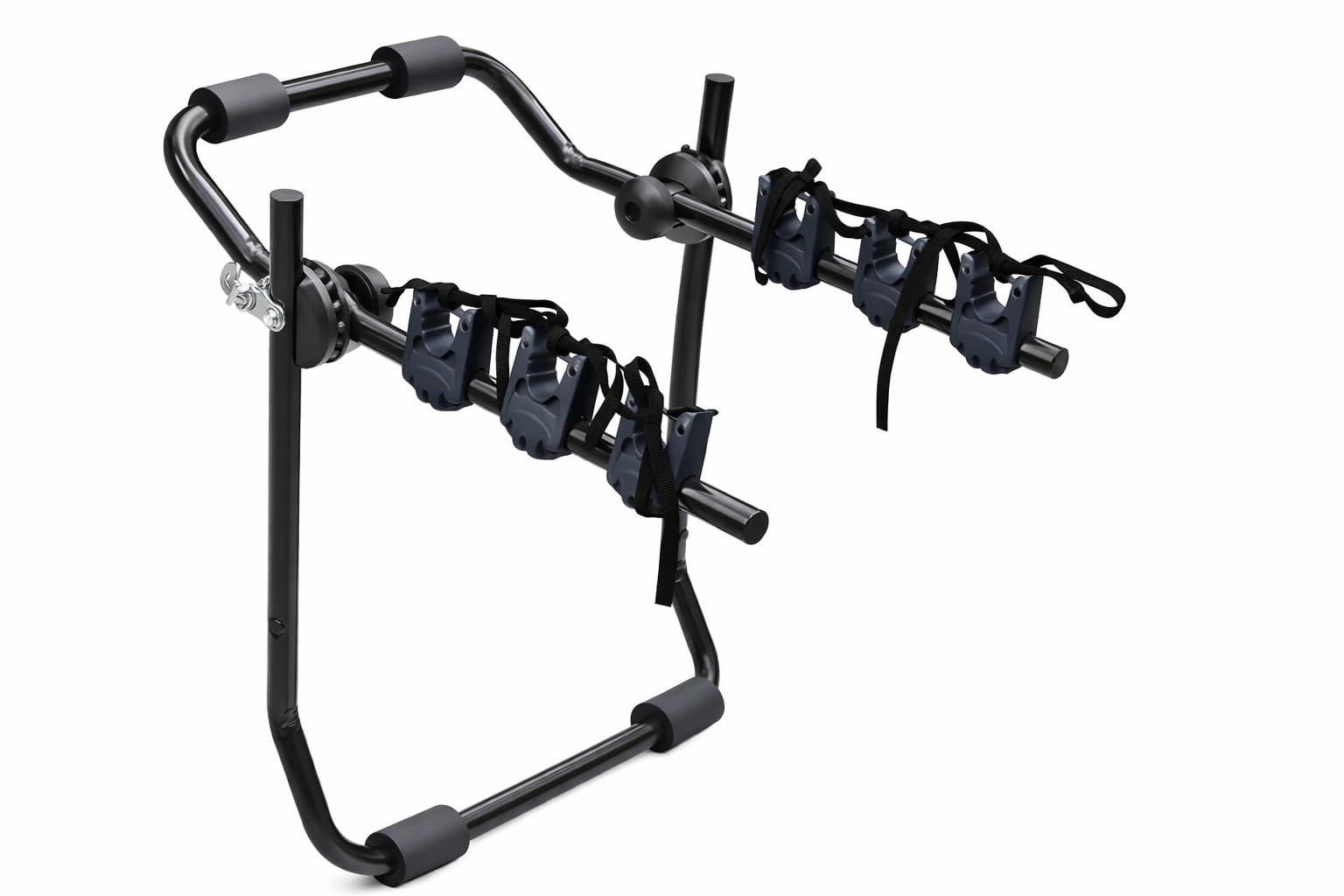 Susy Shop Porte-vélos arrière universel pour voiture, capacité 3 vélos, 40 kg, pliable, acier avec bandes en nylon et crochets