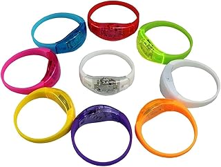 Voice Activated Sound Control LED Flashing Bracelet Wristband Bangle for Christmas Party Favors, 10Pcs