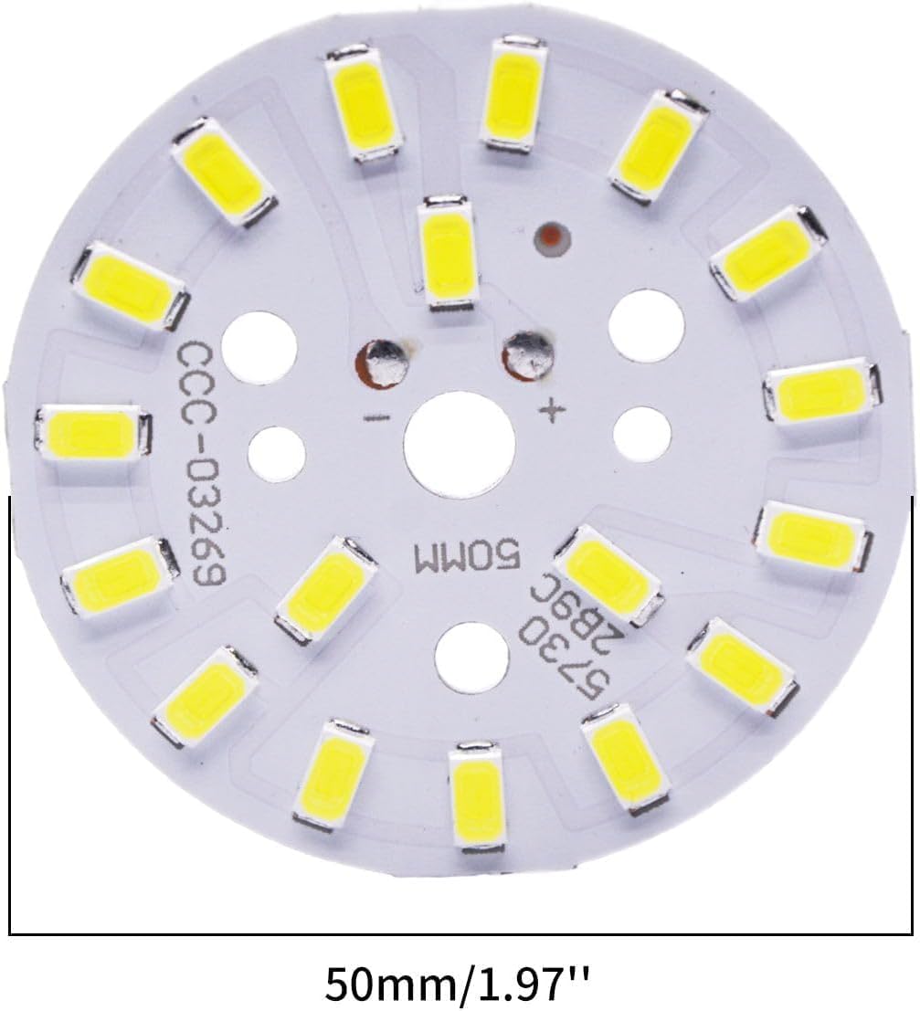 RUIAN 5730 LED Chip Bulb Module 300mA 9W 18 LEDs Circular Pure White Super Bright 6000K High Power Aluminium Board for Replacing Floodlight Lamp(1.96 inch/ 50mm Dia)