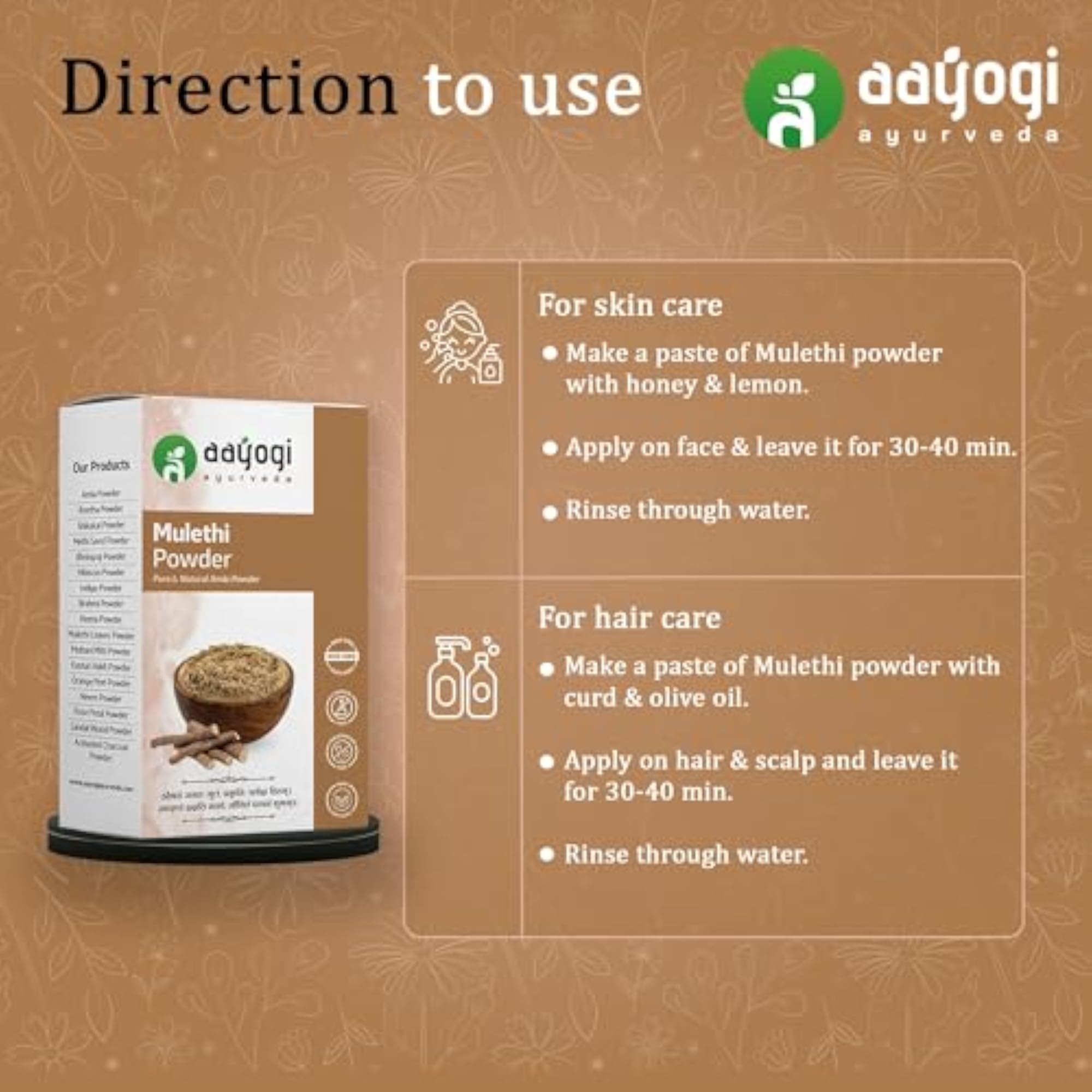 Aayogi Ayurveda Mulethi (Licorice Root) Powder, 100 Grams