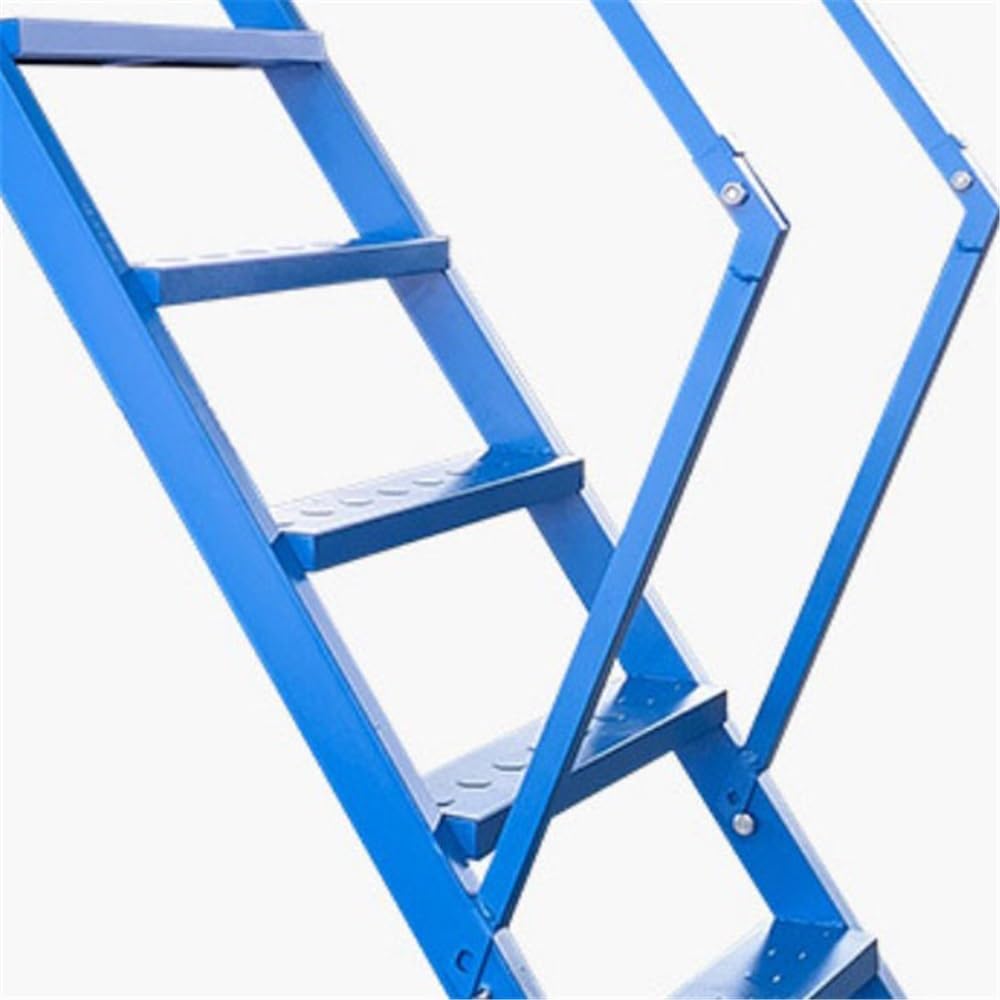 Elevación de andamios Escalera de Plataforma Móvil, Supermercado, Registro y Recogida Almacén, Plegable (Azul) 3 Metros Alto