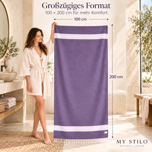 MyStilo Strandtuch Saunahandtuch XXL - Dickes, Weiches Badetuch 100x200cm, Schnelltrocknend - Premium Hamamtuch mit Diamantmuster für… – Ansicht 4