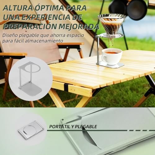 CeyKvo Kaffeestation faltbar, Tragbarer Ständer für Espressomaschine und Handfilter, Höhenverstellbarer Halter für Siebträger, AeroPress, Mokkakanne, Brüher, Platzsparend & Stabil
