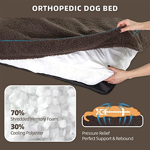 Pettycare 44 Inch Waterproof Dog Beds For Large Dogs With Removable Washable Cover,Orthopedic Thick Memory Foam Sherpa,Comfy Flat Cat Dog Crate Pad For Cage,Portable Kennel Mat Dog Pillow #TOP3