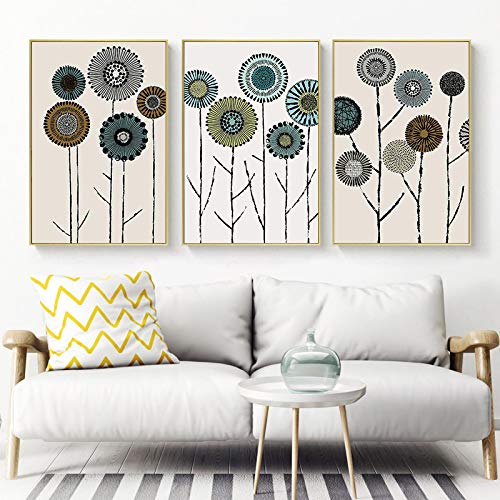 Peinture moderne tournesol nordique 70x100cm lot de 3 toiles salon