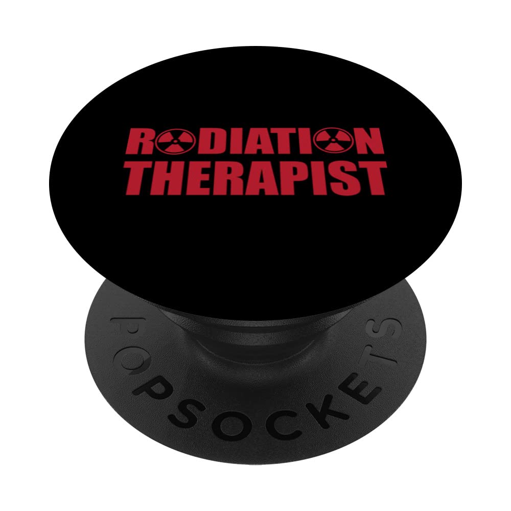Cool Radiation Therapist Trefoil Medical Oncology Team PopSockets Swappable PopGrip, Black