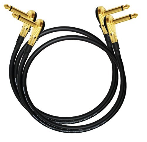 WORLDS BEST CABLES 3 Cavi Patch 15 Cm – Filo Mogami 2319 E Connettori Eminence Tiny Gold Plated R/A TS ¼” – Realizzati A Mano Con Saldatura All'Argento Per Pedali E Strumenti