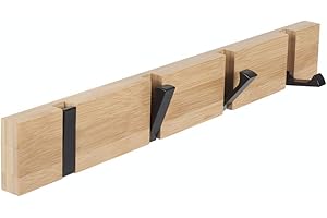 JSVER Retractable Coat Rack with Wooden Picket Rail Hook
