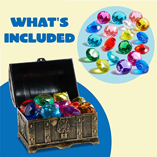 image for Sloosh Diving Gems Pool Toys, 16 Big Colorful Diamond with Pirate Trea