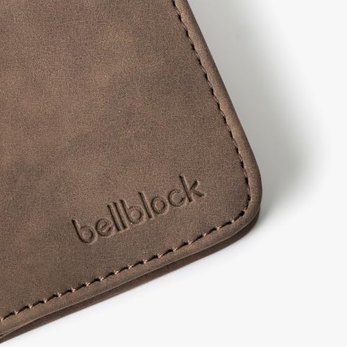 Image of Bellblock Minimal Card Holder for Men /Women | Slim Handcrafted Mens Card Wallet | Upto 7 Cards & Folded Cash | Vegan Leather | Brown (Pack of 1)