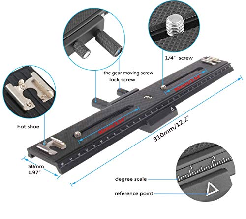 Exmax 31Cm 2 Way Macro Shot Focusing Focus Rail Slider Close-Up Shooting 1/4 Quick Screw Release Mount Camera Flash Support Plate Compatible With Canon Nikon Pentax Olympus Sony #TOP2