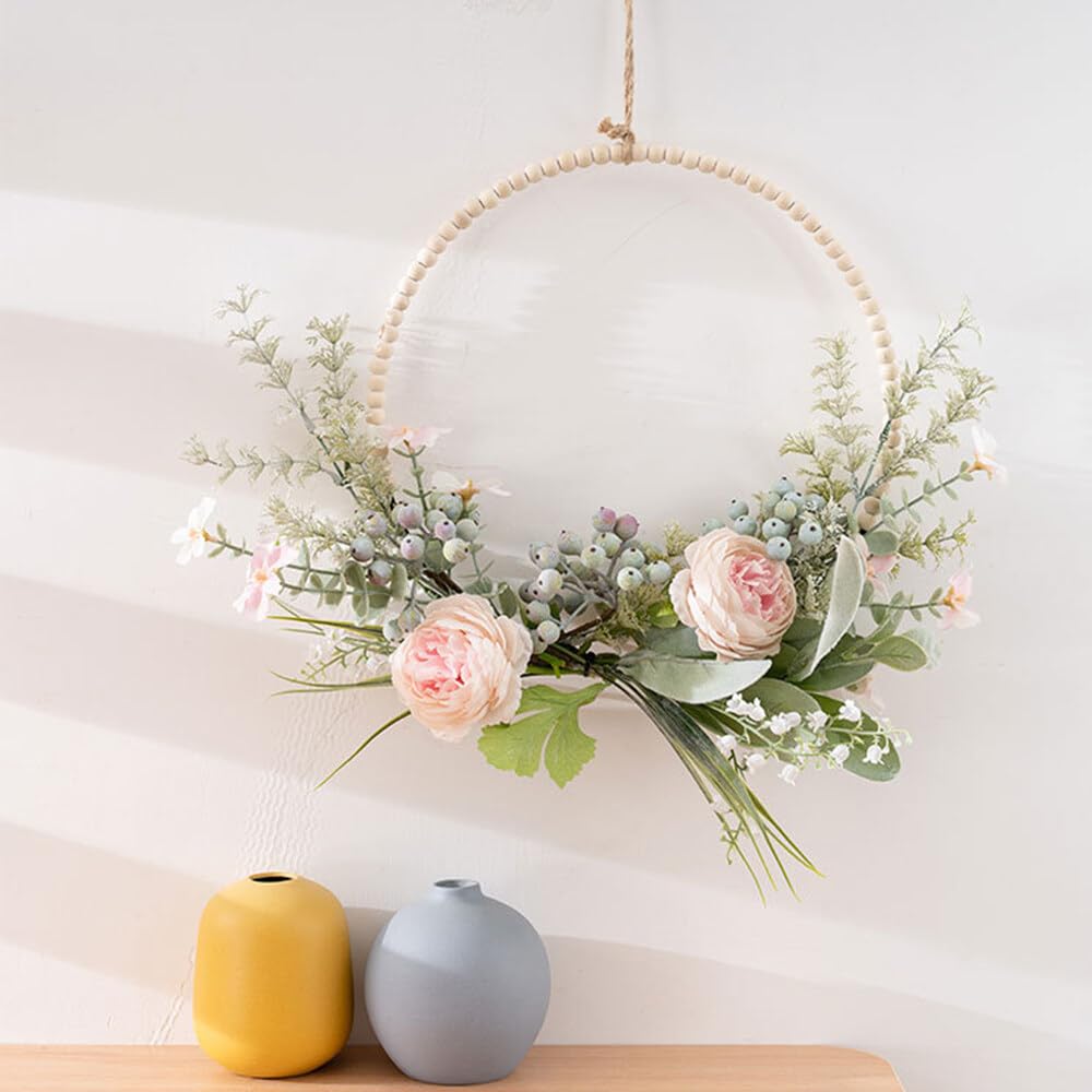 Türkranz Frühling, Trockenblumen Deko Trockenblumen Kranz Türkranz Modern Fensterdeko Hängend Türkranz Trockenblumen Türkranz Personalisiert Für Tür Deko Wanddeko Türkranz Ganzjährig WeißRosa