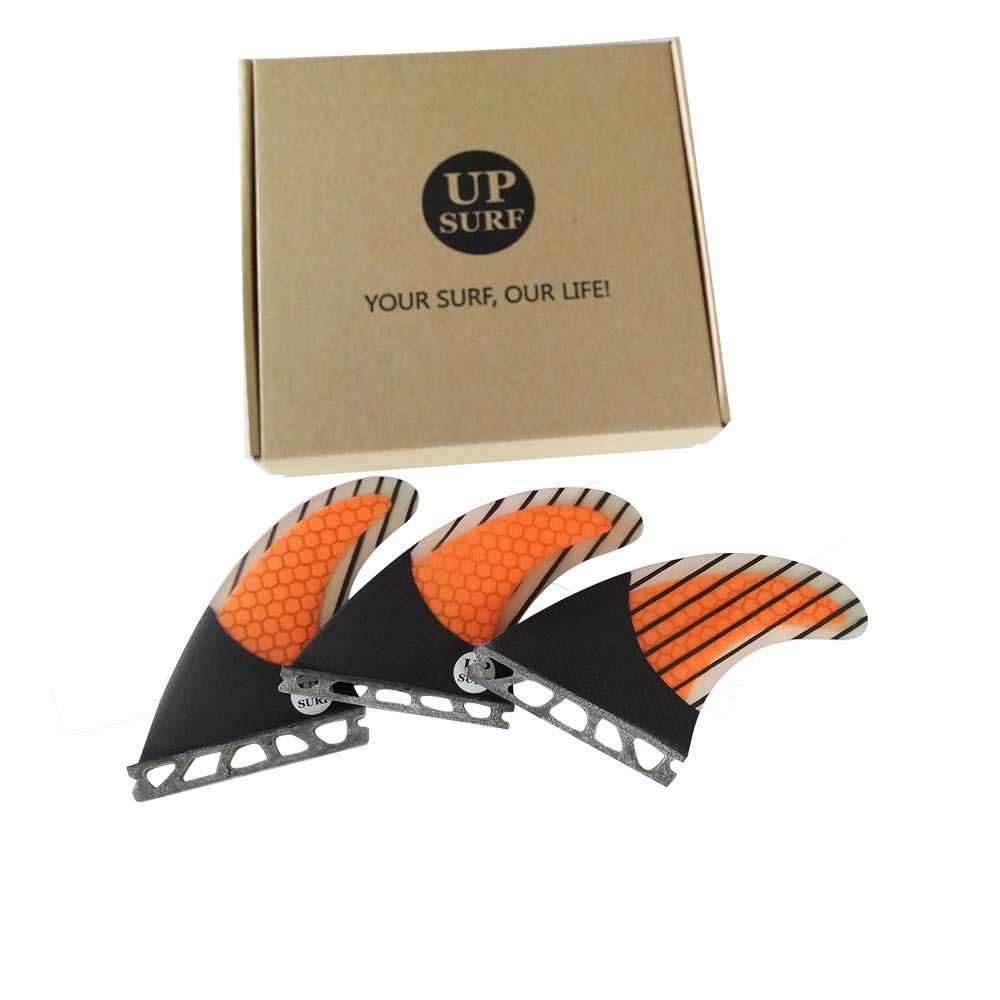 UPSURF Tavola da Surf Future G5/G7 Base Pinne Fibra di Vetro per Tavola da Surf Pinne Stile Tri Fin Thruster Set Carbonio Favo