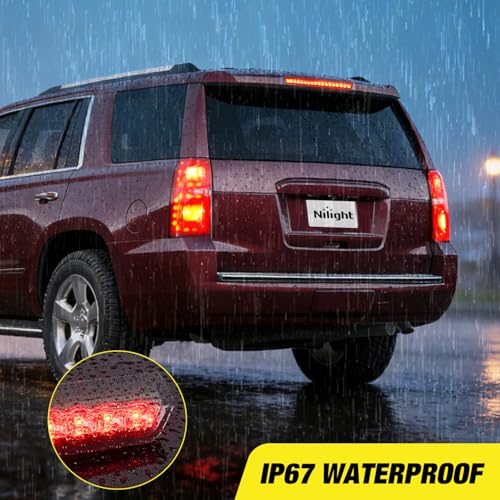 Image of Nilight Third Brake Light Tail High Mount 3rd Stop Lights Smoked Lens Compatible with Chevy Tahoe and Chevy Suburban 2015 2016 2017 2018 2019 2020 Van SUV Rear Center Cab Lamp
