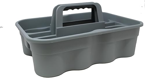 Carrito de transporte, organizador de limpieza de plástico con asa, gris