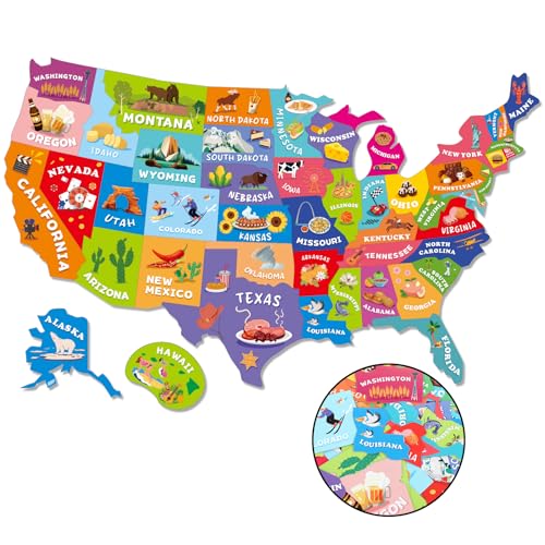 Set de Imanes de Mapa de Estados Unidos de 51 Piezas