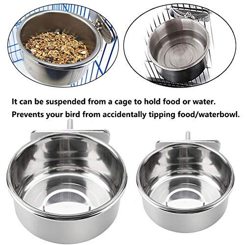 Parrot Feeding Bowls, Bird Cage Cups Holder - Stainless Steel Food And Water Dish, Bird Feeders With Clamp For Parakeet African Greys Conure Cockatiels Lovebird Budgie Chinchilla #TOP2
