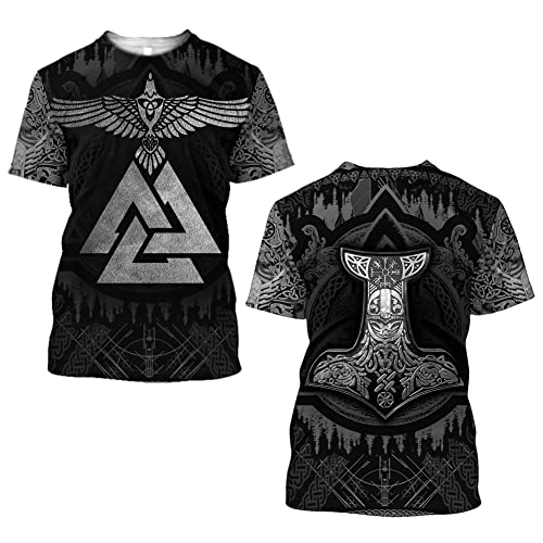 DFWY Mitologia Norrena Fenrir Tattoo Viking T-Shirt -Uomo Estate novità Manica Corta Traspirante -Maglia Sportiva da Allenamento Unisex in Maglia Stampata 3D Ad Asciugatura Rapida
