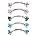 Jovivi 5pcs 16G Stainless Steel 3mm Clear Cubic Zirconia Internally Thread Curved Barbell Eyebrow Tragus Ring Piercing Jewelry 3/8