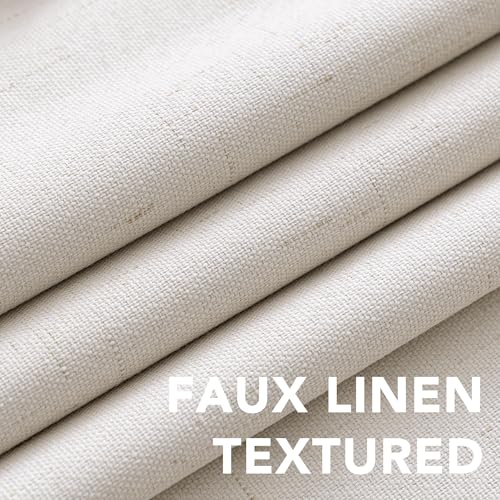 H.VERSAILTEX 100% Blackout Curtains Linen Textured Blackout Curtains for Bedroom Full Light Blocking Thermal Insulated Curtain Panels 84 Inches Long Energy Saving with White Liner, 2 Panels, Ivory - Image 5