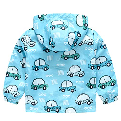 Image of TUIJI Toddler Boys Girls Cartoon Print Zip Jacket Hooded Trench Lightweight Kids Coats Windbreaker Casual Outerwear