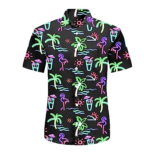 Neon Shirts for Men Button Up Shirts,Mens Neon Shirt Hawaiian Shirt for Men,Mens Beach Shirts Neon Clothes2