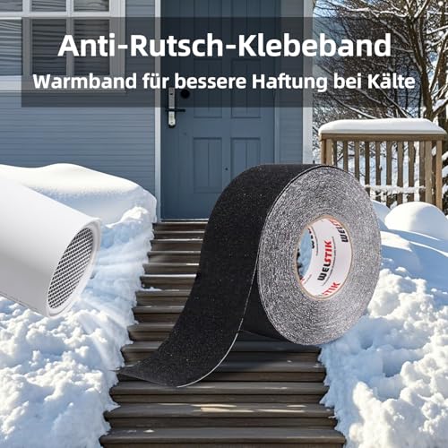 WELSTIK Antirutsch Klebeband - 10cm x 5 m Antirutsch Treppenstufen, Antirutsch Treppe Band für innen- und Außenbereich, Schwarz