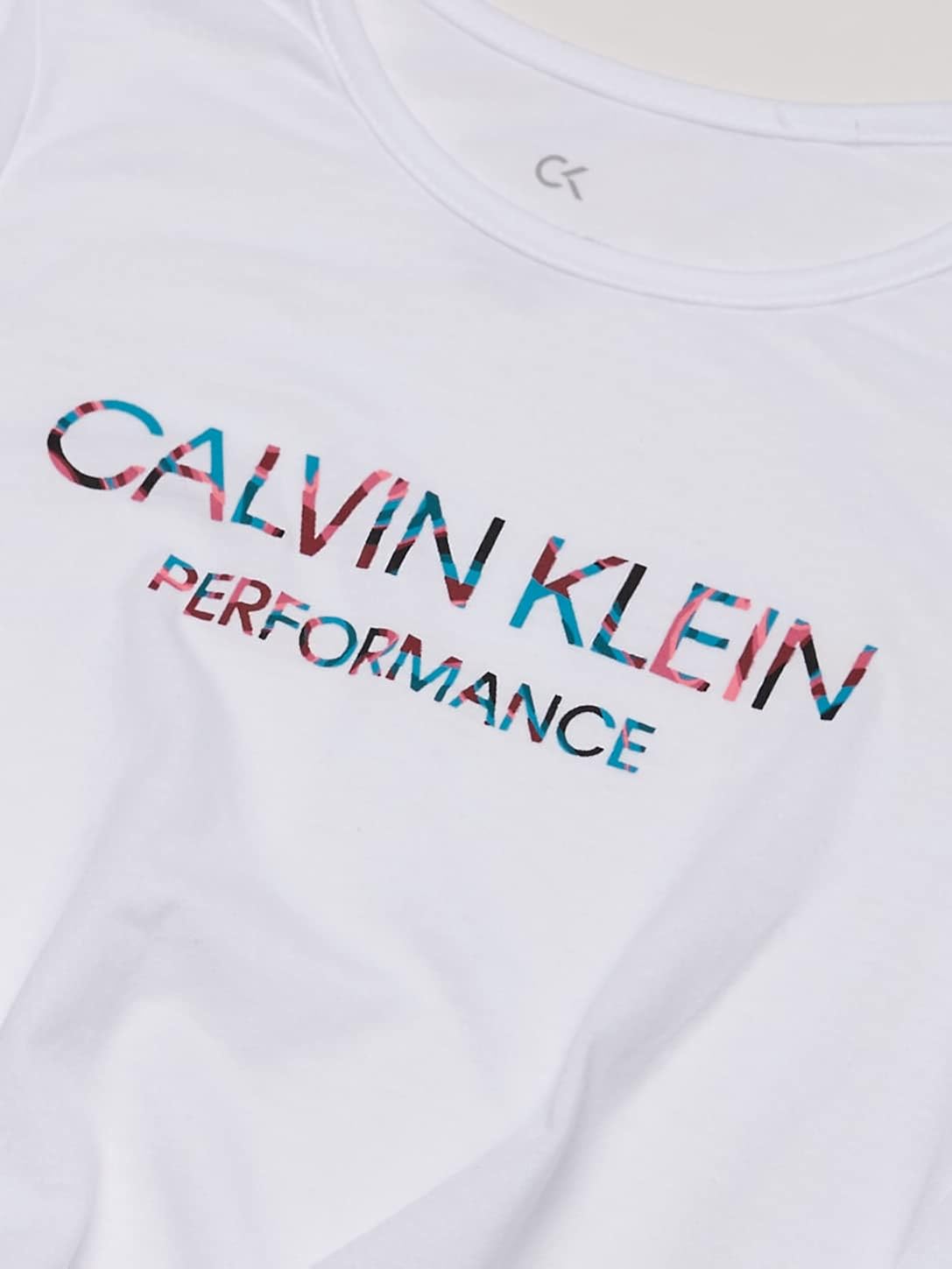 Calvin Klein Girls' Performance Long Sleeve Sport T-Shirt 7 White Twist