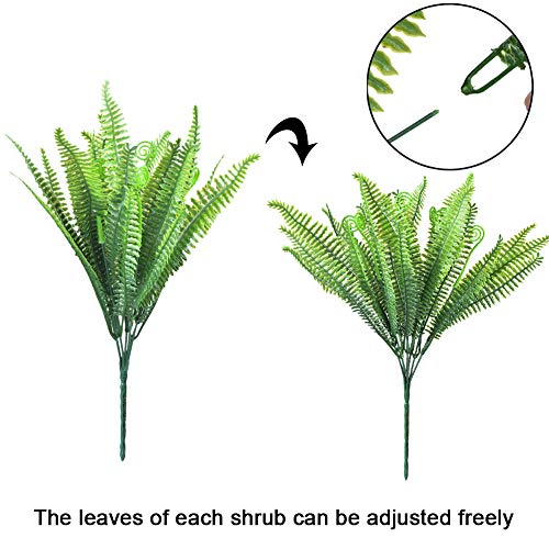 4pcs Artificial Fake Boston Fern Plants Bushes Artificial Ferns Outdoor UV Resistant Plant Shrubs Greenery for House Plastic Office Garden Indoor Decor - Thumbnail 5