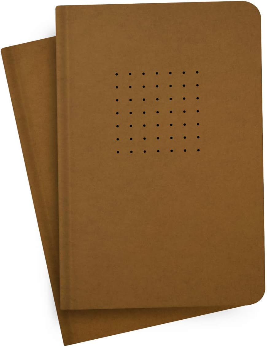 Factor Notes: A5 Notebooks, Dot Grid, 2-in-1 Pack, 90 GSM Natural Shade Paper Journal Diary, 160 x 2 = 320 Pages (Kraft) Office Product
