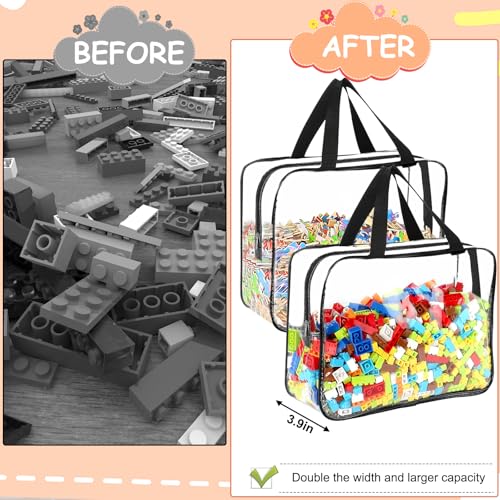 6 Packs Large Toy Storage Bags with Labels, Reusable Clear PVC Board Game Storage, Travel Waterproof Organizer Bags with Zipper for Building Blocks, Puzzle, Kids Books - Image 6