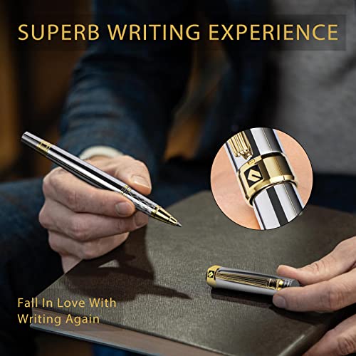 Keyzor Luxury Writing Rollerball Pen With Schmidt Refill,Metal Pen Of 24K Gold Trim,Fancy Pen Gift Set For Men&Women In Executive Offices Business #TOP4