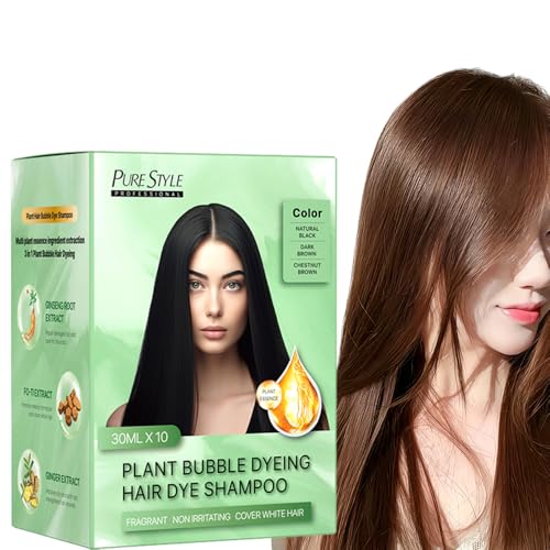 YSNSTYL PureStyle Bálsamo Tinte 3 en 1, Cobertura Canas Castaño 30ml x10