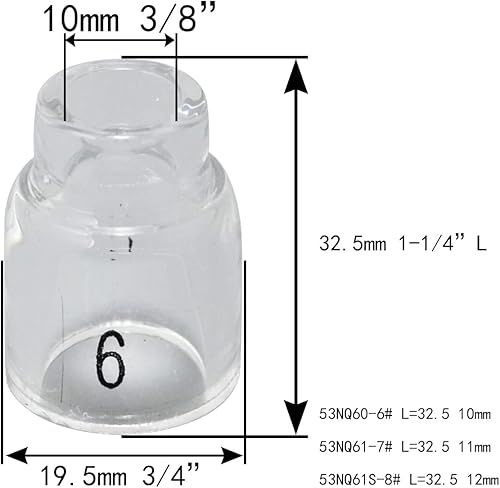 Miniatura 4 de RIVERWELD TIG Kit de cerámica con boquilla de alúmina de gas 53N58#4 53N59#5 53N60#6 53N61#7 53N61S #8 Fit PTA DB SR WP 9 17 18 20 25 26 Antorcha de
