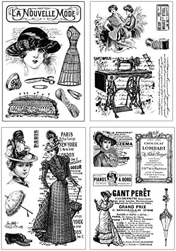 4PC Clear Stamp Sets Vintage Transparent Stamp Scrapbooking DIY Arts Craft (Classical Lady)