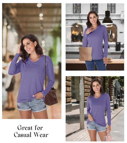 EKLENTSON Women's Long Sleeve T Shirts V-Neck UPF 50+ UV Sun Shirt Quick Dry Performance Tees Workout Athletic Tops3