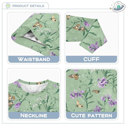 JUNZAN Cute Phlox Sage Green Kids Girls Sweatshirts Hoodies Crewneck Sweatshirt With Hoodie Sports 4T3