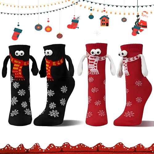 Epokus Calcetines de Navidad con Brazos,Unisex 3D Calcetines de Mano en Mano,Calcetines de Navidad Amistad para Mujeres, Hombres, Socios, Niños