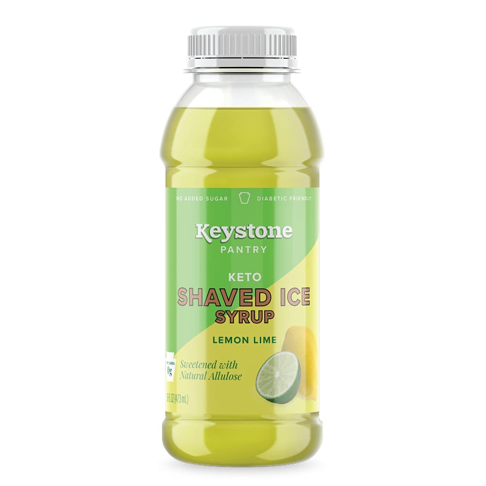 Keystone Pantry Keto Shaved Ice Syrup Lemon Lime 2 pack 1 pint bottles Gluten Free Nut Free Allergen Free Dairy Free No added sugar 0 net carbs