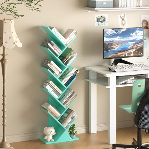 Estantería de árbol verde 10 niveles para libros estantería de madera salón 3