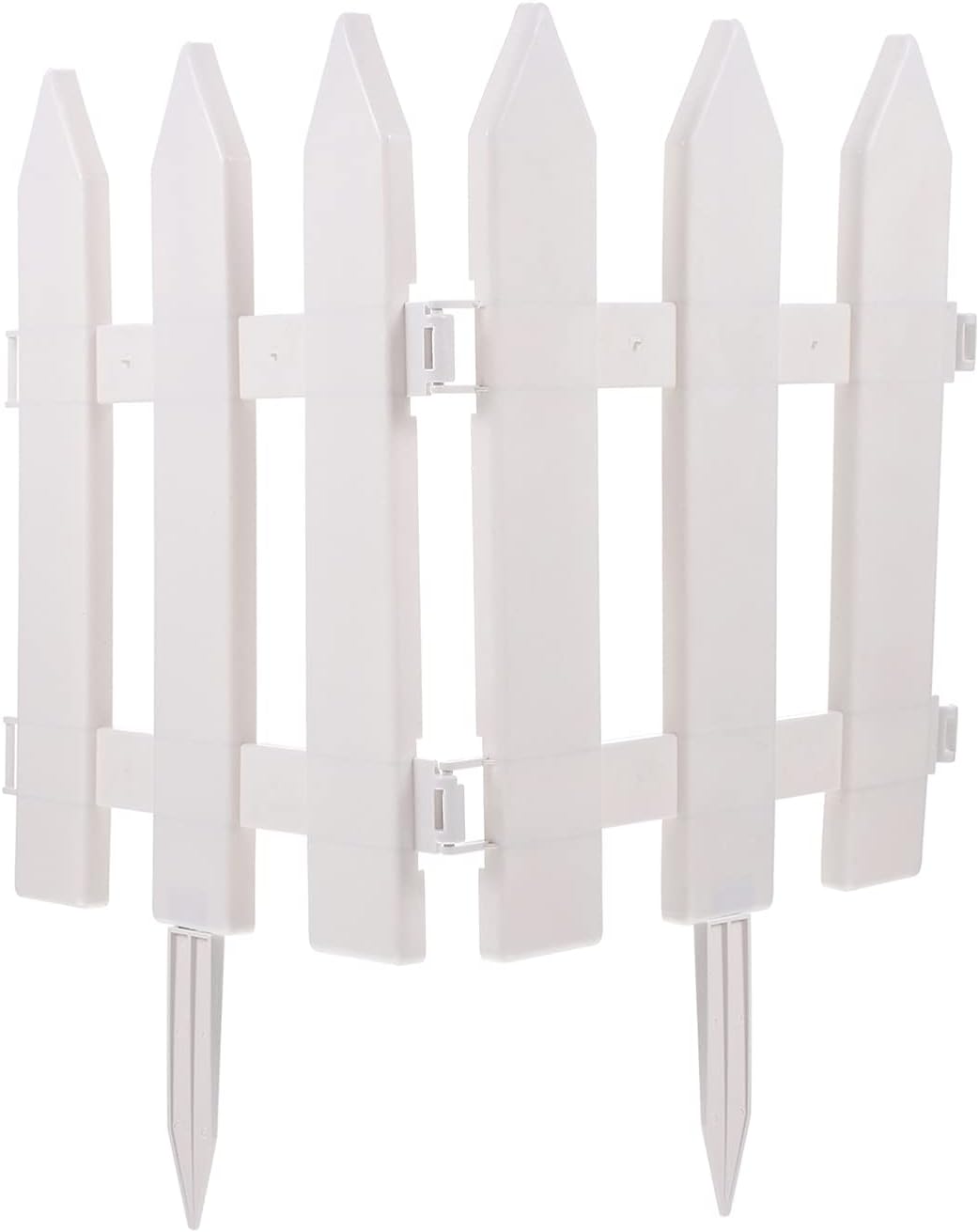 DOITOOL 2 Sets Vinyl Corner Picket Fence Border White Edging Garden Picket Fence Panel Screen Flowerbed Plant Border for Yard Garden Landscape
