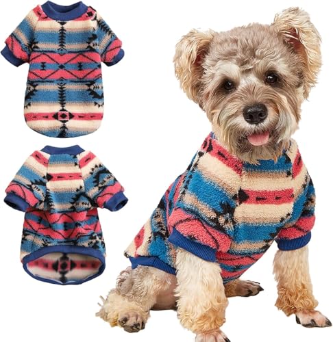Yoolhamy Hundepullover für Kleine Hunde, Fleece Hunde Pullover, Winter Hundepulli, Ethnische Boho Winterkleidung Weich und warm Pullover Hund Thermische Welpen Dog Sweater (Pink, S)
