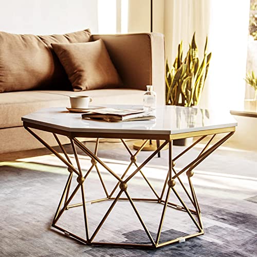 Table basse de salon moderne en marbre noir et petite table d'appoint métal