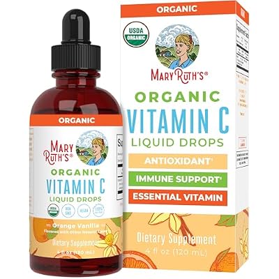 MARYRUTH'S Organic Vitamin C Supplement | Liquid Vitamin C Liquid Drops for Adults & Kids | Immune Support Supplement for Overall Health | Vegan | Non-GMO | Gluten Free | 4 Fl Oz