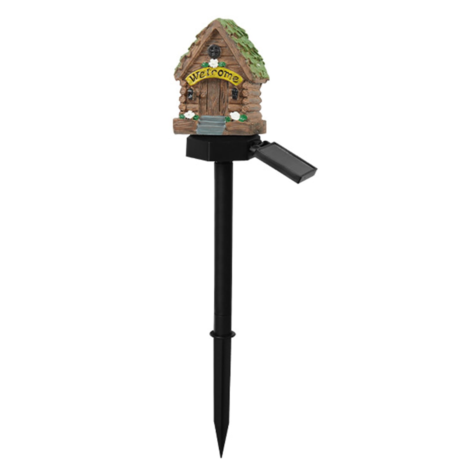 Solar Fairy-Tale Mushroom Cottage Garden Light Auto On/Off Mushroom House Statue Lawn Lights Weather-Proof Resin Mushrooms Ground Decor Lights for Outdoor Patios Courtyards